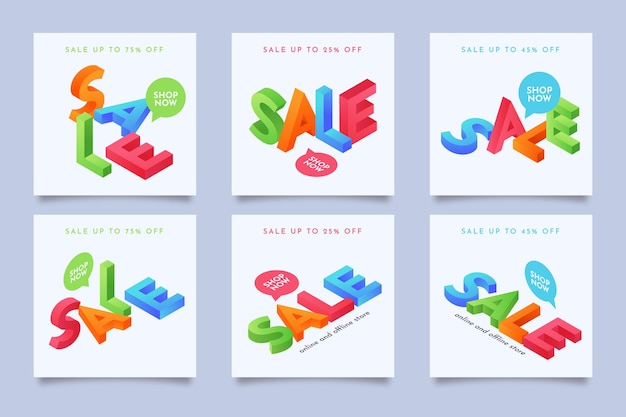 Free vector isometric sale instagram post collection