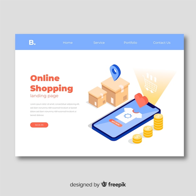 Isometric sale landing page template