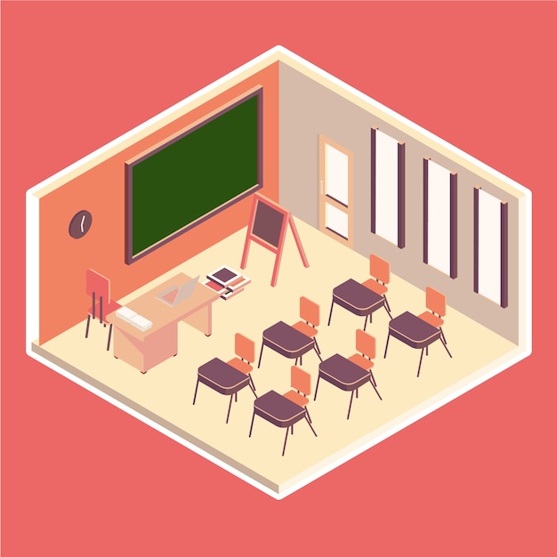 Бесплатное векторное изображение Изометрическая школьная сцена