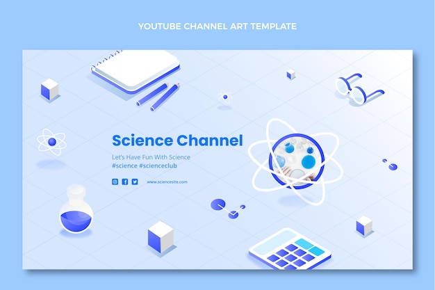 Free vector isometric science youtube channel art
