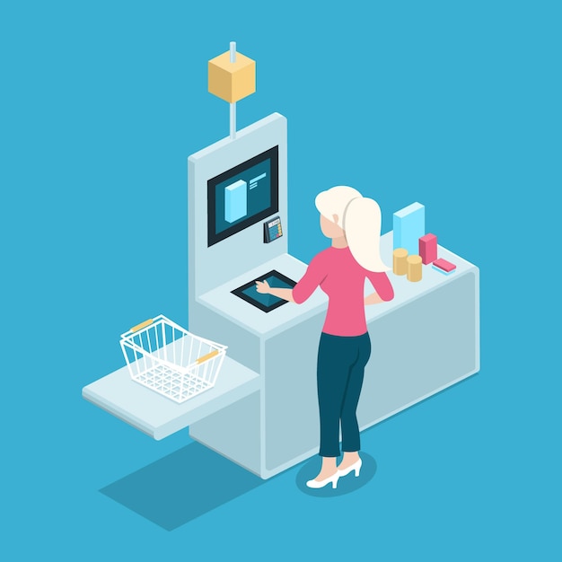 Isometric self-service cashier