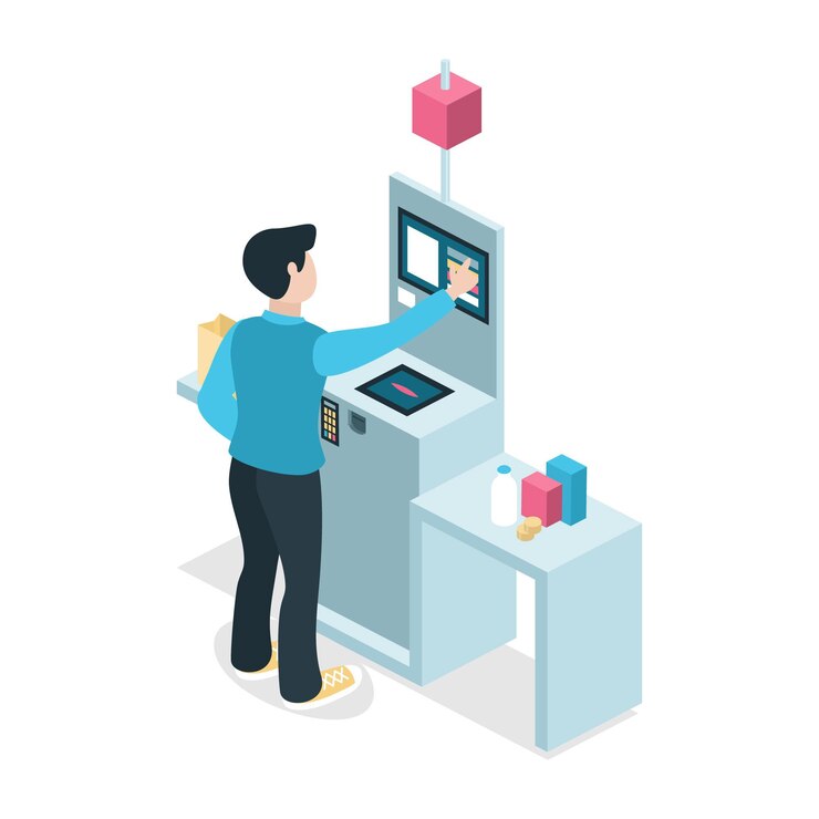 Free Vector isometric self-service cashier