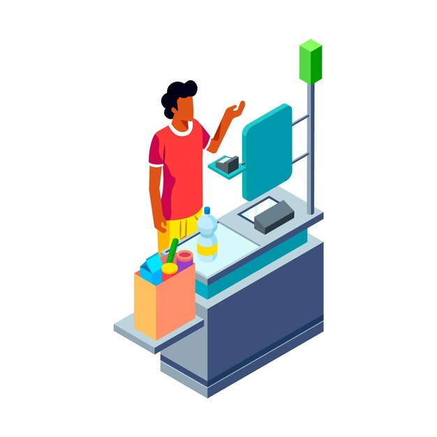 Isometric self-service cashier