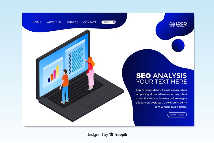 Free Vector isometric seo landing page template