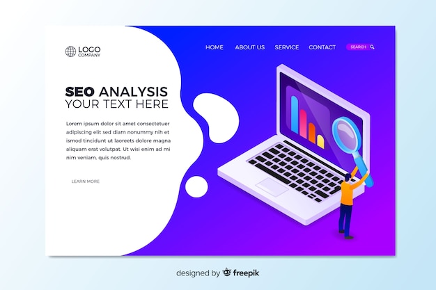 Free vector isometric seo landing page template