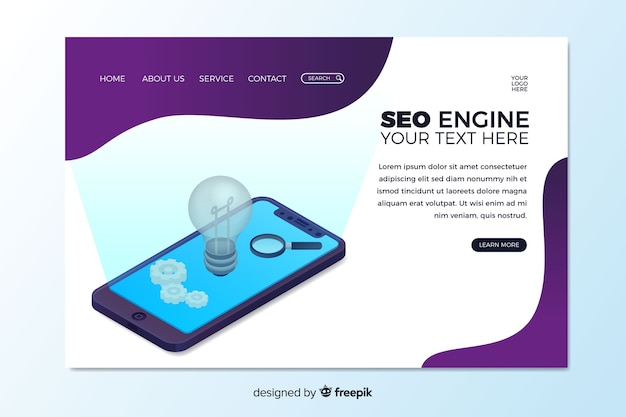 Free vector isometric seo landing page template