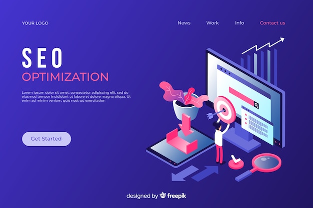 Isometric seo landing page template