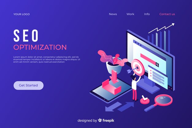 isometric seo landing page template