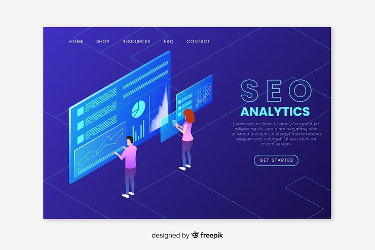 Free Vector isometric seo landing page template
