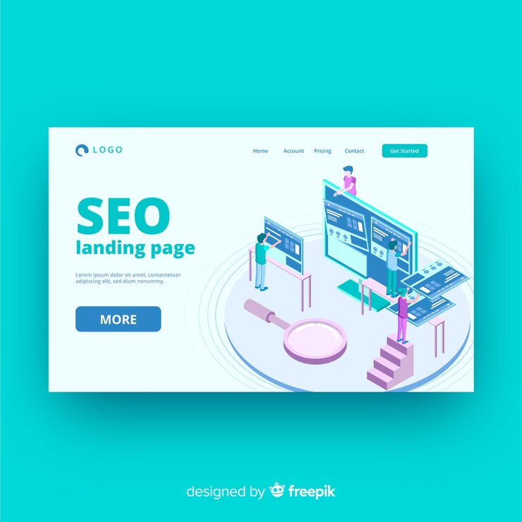 Free Vector isometric seo landing page template