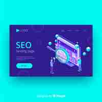 Free vector isometric seo landing page template