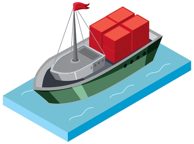 Isometric ship icon on white background