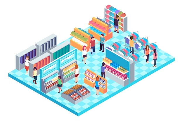 Free vector isometric shopping center