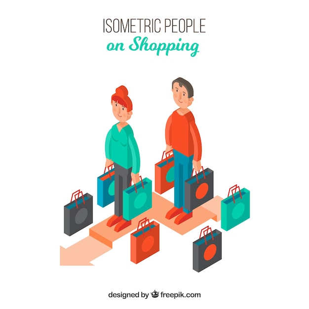 Free vector isometric shopping concept with people