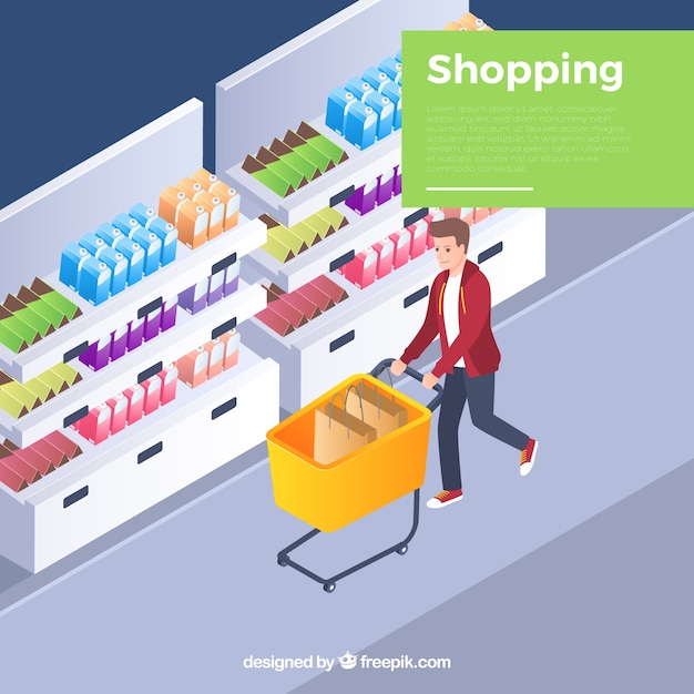 Isometric shopping concept with persons