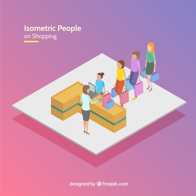 Free vector isometric shopping concept with persons