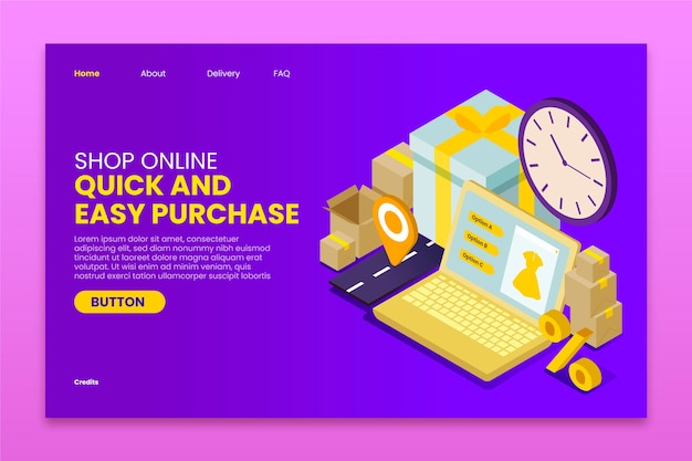 Free vector isometric shopping online landing page