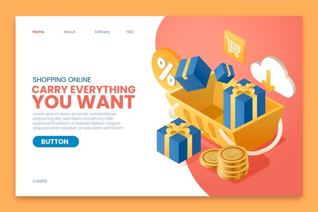 Isometric shopping online landing page