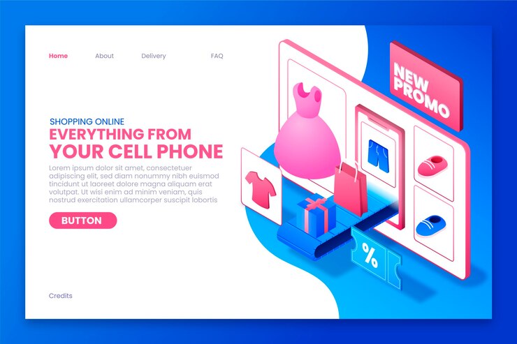 Free Vector isometric shopping online landing page