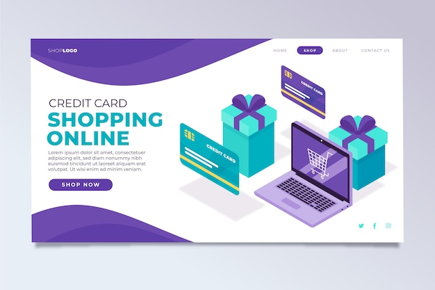 Isometric shopping online landing page