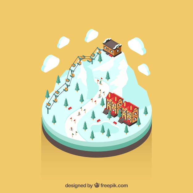 Free vector isometric ski resort design