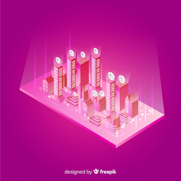 Free vector isometric smart city background