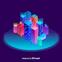 Free vector isometric smart city background