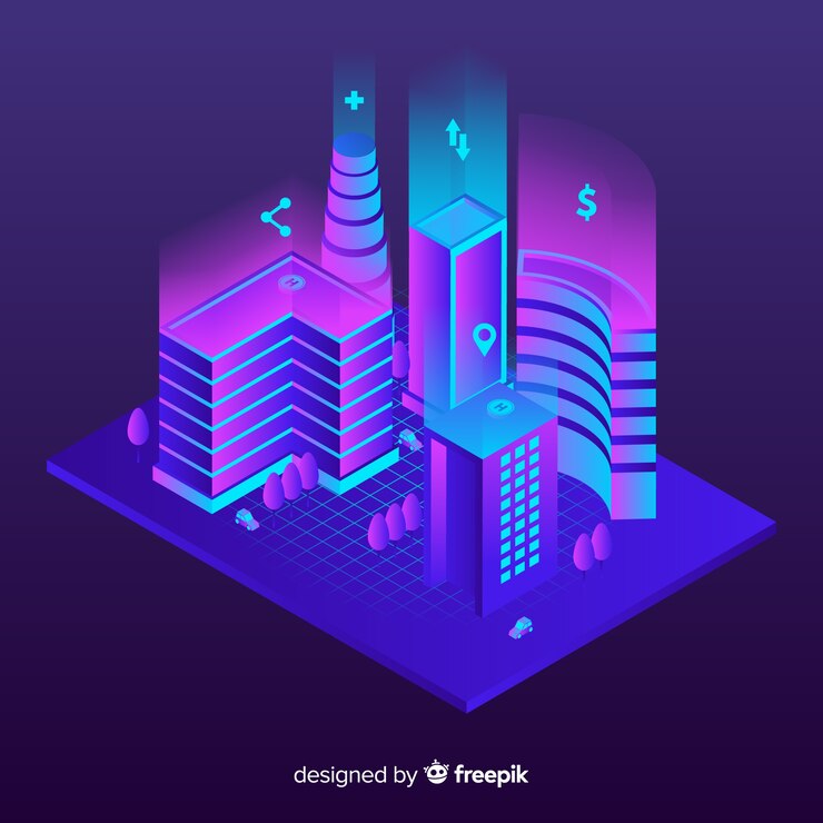 Free Vector isometric smart city background