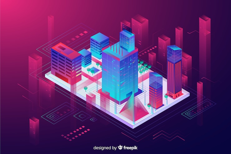 Free Vector isometric smart city background
