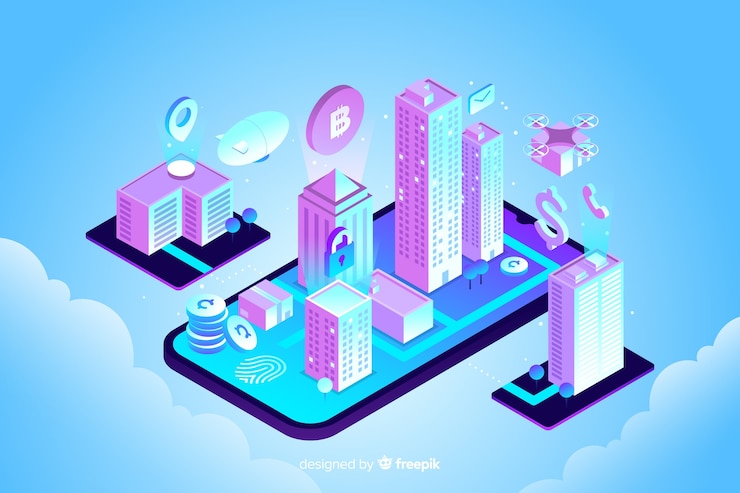 Free Vector isometric smart city background