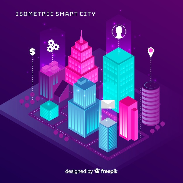 Free vector isometric smart city