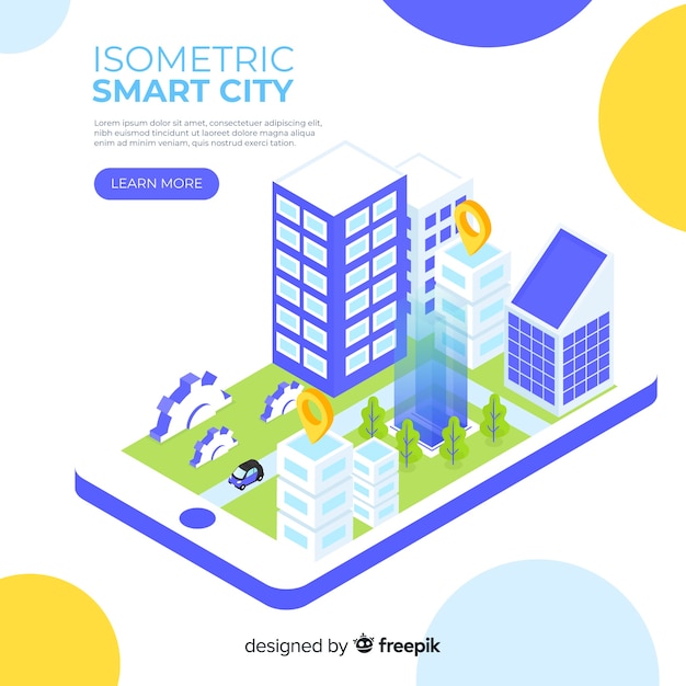 Free vector isometric smart city