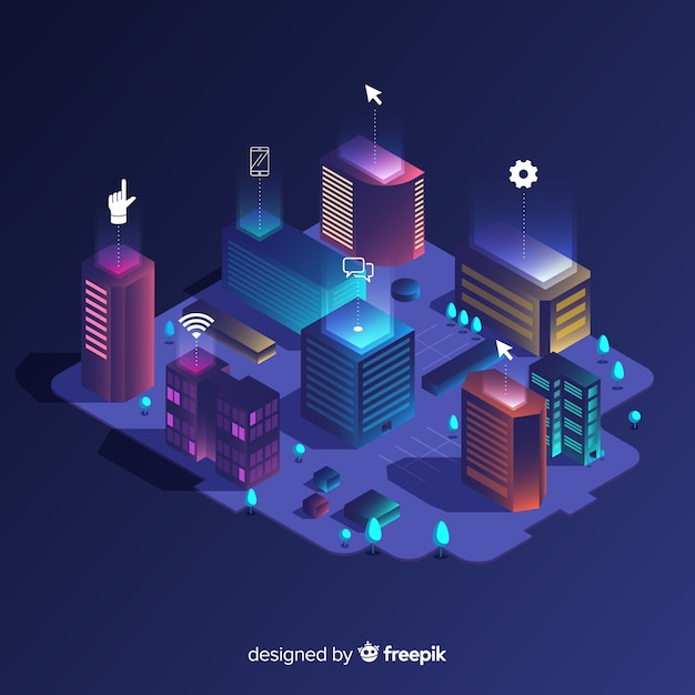 Free vector isometric smart city