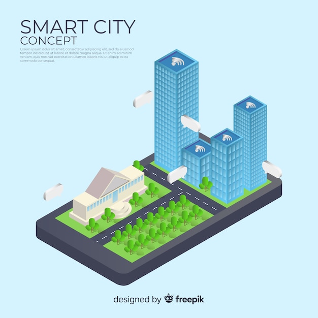 Free vector isometric smart city