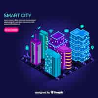 Free vector isometric smart city