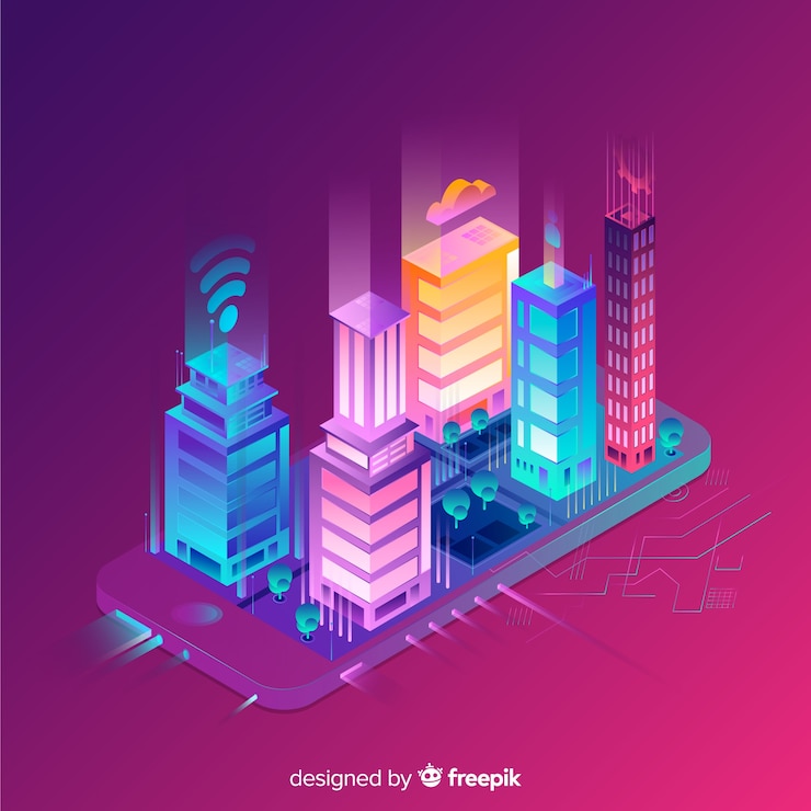 Free Vector isometric smart city