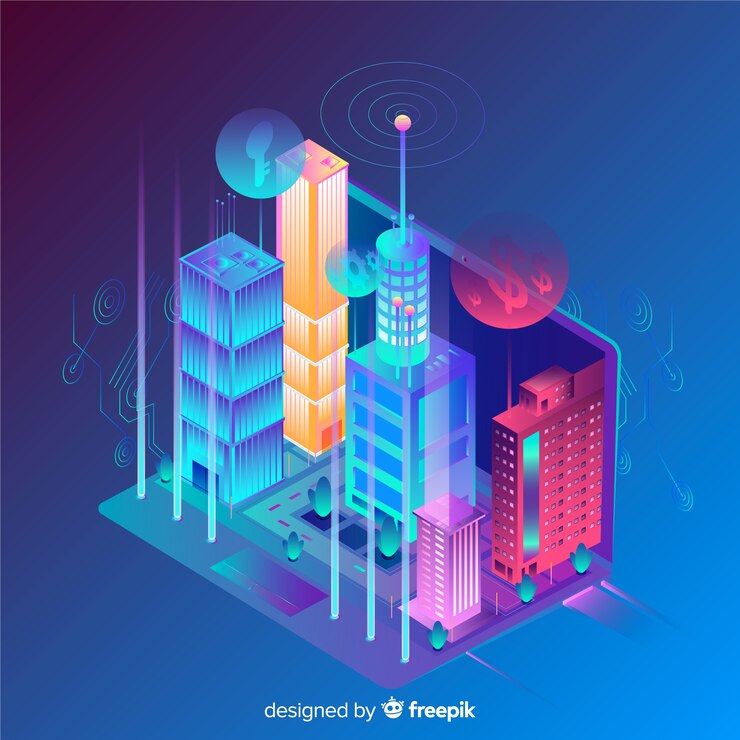 Free Vector isometric smart city