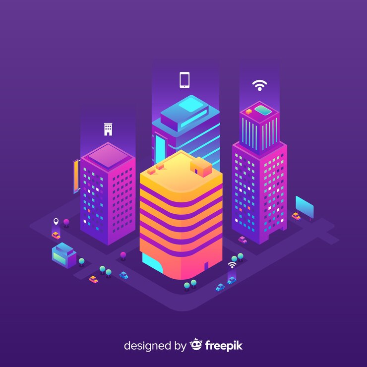 Free Vector isometric smart city