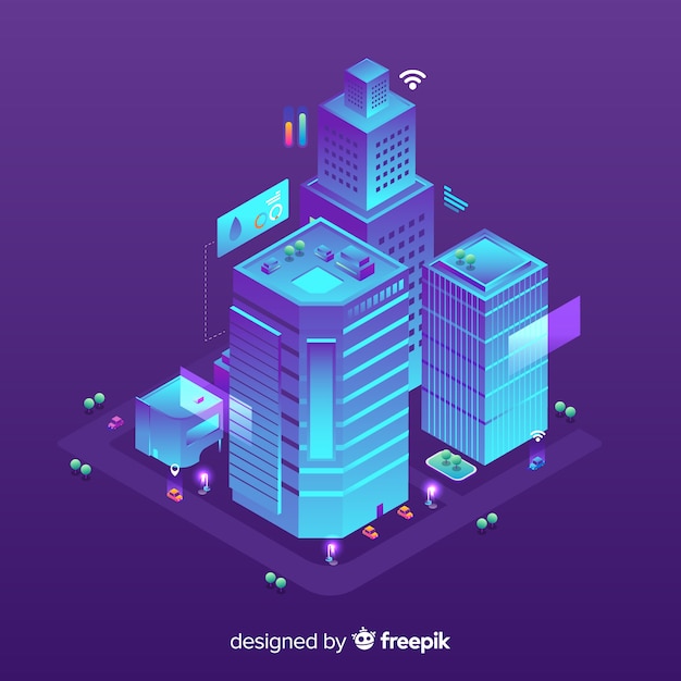 Free vector isometric smart city