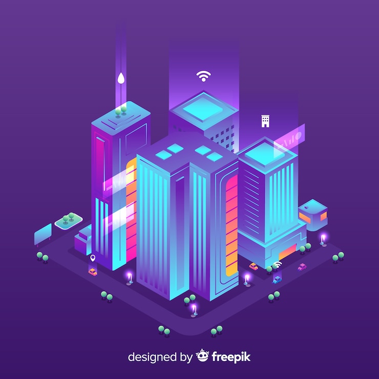Free Vector isometric smart city