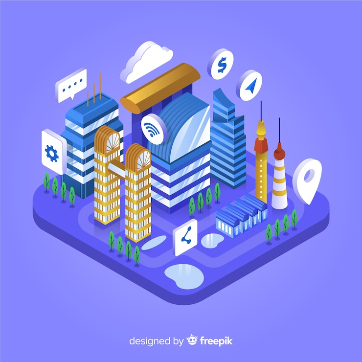 Free Vector isometric smart city