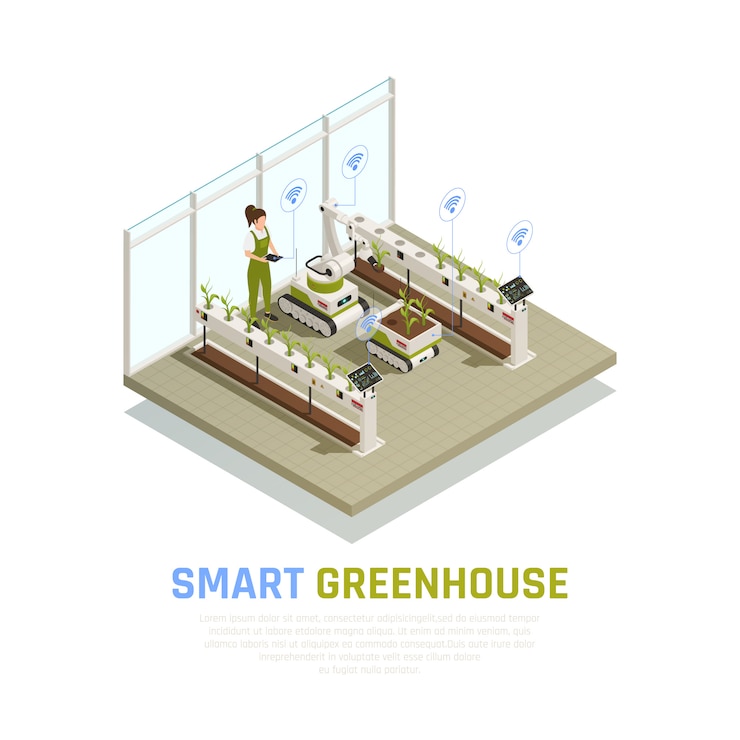 Free Vector isometric smart greenhouse