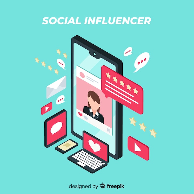 Free vector isometric social influencer background