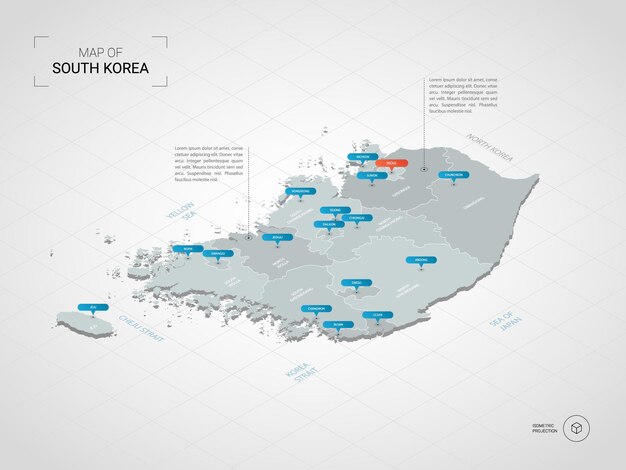 韓国の地図 プレミアムベクター