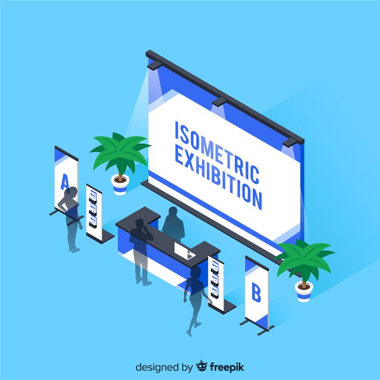 Free Vector isometric stand exhibition concept