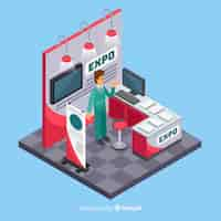 Free vector isometric stand exhibition design