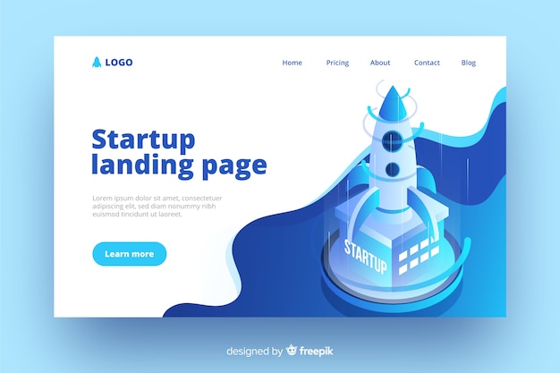 Isometric startup landing page