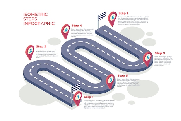 Free vector isometric steps infographic template