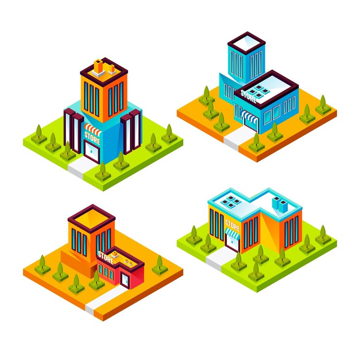 Free Vector isometric store collection