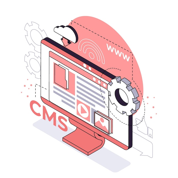 Free vector isometric style cms concept illustrated